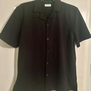 Ike Behar Black Short-Sleeve Button-Down Camp Shirt